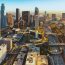 Aerial,View,Of,A,Downtown,Los,Angeles,At,Sunset